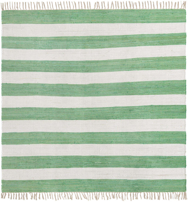 Green and Ivory 7' 10 x 7' 10 Chindi Rag Square Area Rug 100% Cotton All Natural Eco-Friendly Carpet Mat Decor for Homes for Sale at Rug Engine