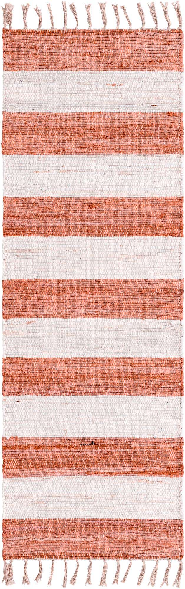 Coral and Ivory 2' 2 x 6' 1 Chindi Rag Runner Area Rug 100% Cotton All Natural Eco-Friendly Carpet Mat Decor for Homes for Sale at Rug Engine