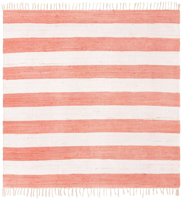 Coral and Ivory 7' 10 x 7' 10 Chindi Rag Square Area Rug 100% Cotton All Natural Eco-Friendly Carpet Mat Decor for Homes for Sale at Rug Engine
