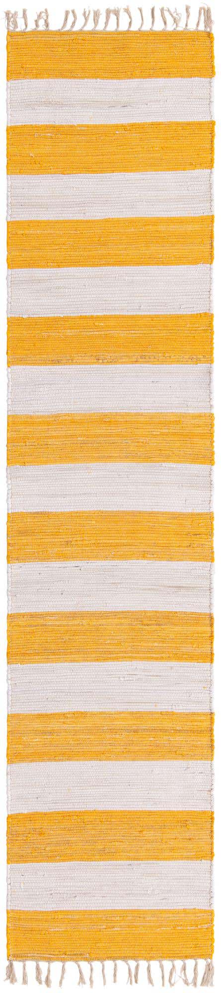 Yellow and Ivory 2' 7 x 12' Chindi Rag Runner Area Rug 100% Cotton All Natural Eco-Friendly Carpet Mat Decor for Homes for Sale at Rug Engine