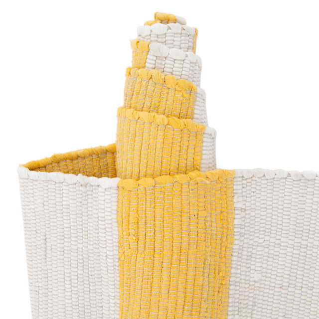 Yellow and Ivory 2' 2 x 10' Chindi Rag Runner Area Rug 100% Cotton All Natural Eco-Friendly Carpet Mat Decor for Homes for Sale at Rug Engine