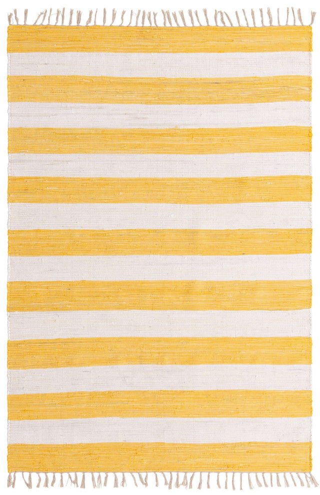 Yellow and Ivory 6' 1 x 9' Chindi Rag Rectangle Area Rug 100% Cotton All Natural Eco-Friendly Carpet Mat Decor for Homes for Sale at Rug Engine