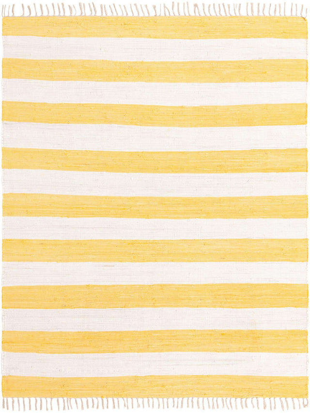 Yellow and Ivory 7' 10 x 10' Chindi Rag Rectangle Area Rug 100% Cotton All Natural Eco-Friendly Carpet Mat Decor for Homes for Sale at Rug Engine