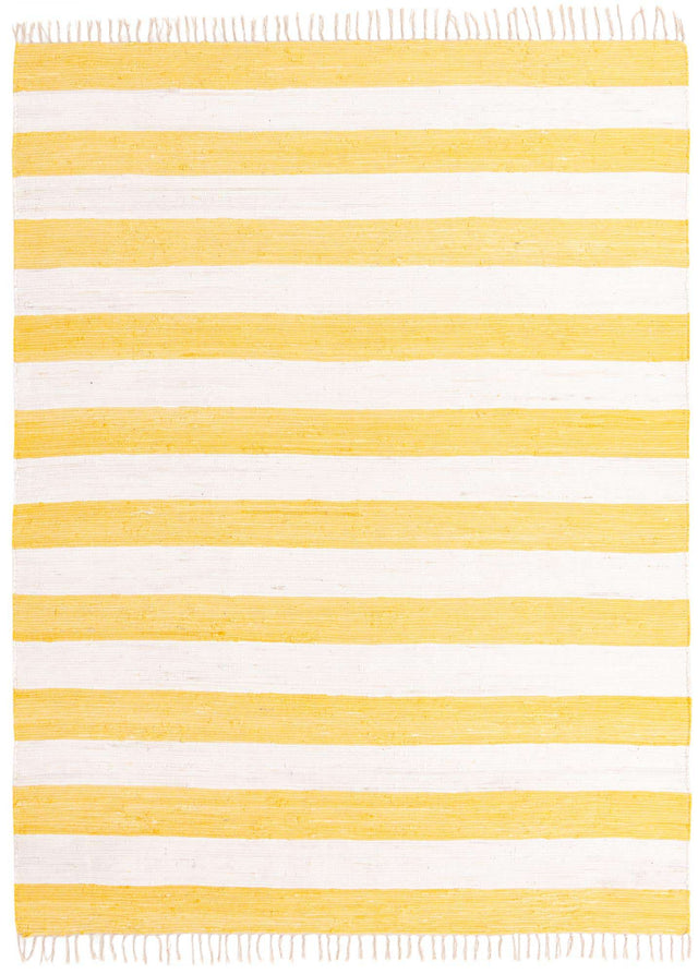 Yellow and Ivory 9' x 12' Chindi Rag Rectangle Area Rug 100% Cotton All Natural Eco-Friendly Carpet Mat Decor for Homes for Sale at Rug Engine