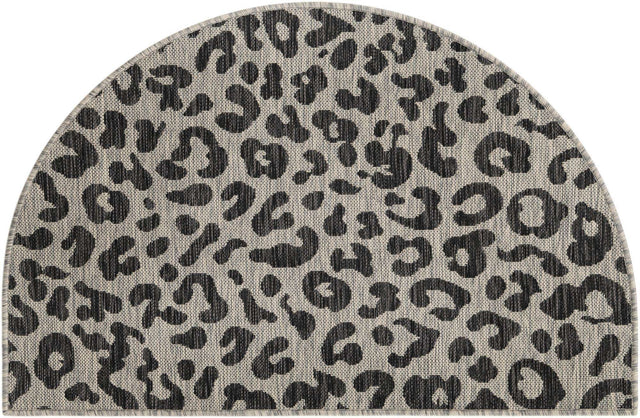 Light Gray 2' 7 x 4' 1 Outdoor Safari Hearth Half-Round Semicircle Area Rug Weather Resistant for Patio, Deck, Terrace, Balcony, Porch Animal Print Wildlife Nature Carpet for Sale at Rug Engine