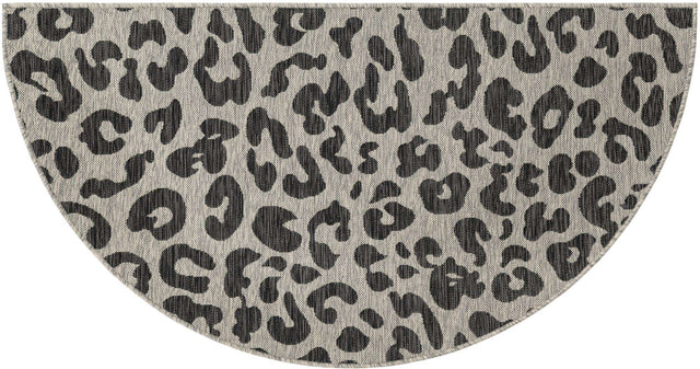 Light Gray 3' 1 x 6' 1 Outdoor Safari Hearth Half-Round Semicircle Area Rug Weather Resistant for Patio, Deck, Terrace, Balcony, Porch Animal Print Wildlife Nature Carpet for Sale at Rug Engine