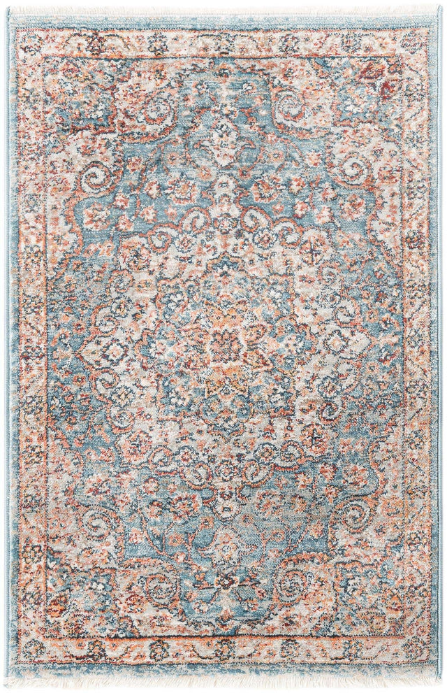 Blue 2' x 3' 1 Newport Rectangle Area Rug 100% Polypropylene Traditional Distressed Classic Contemporary Carpet for Home Decor for Sale at Rug Engine