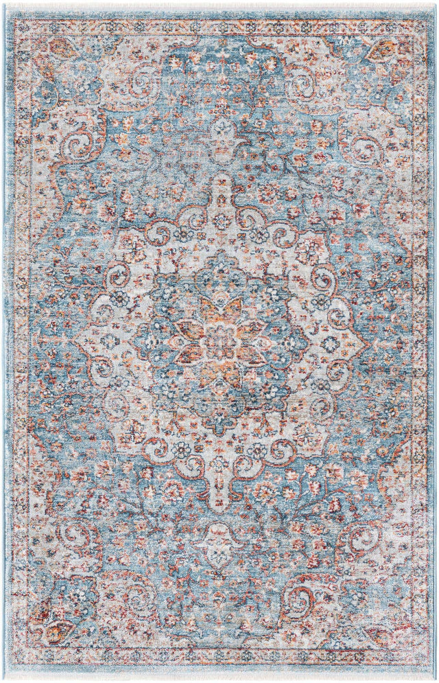 Blue 3' 3 x 5' 3 Newport Rectangle Area Rug 100% Polypropylene Traditional Distressed Classic Contemporary Carpet for Home Decor for Sale at Rug Engine