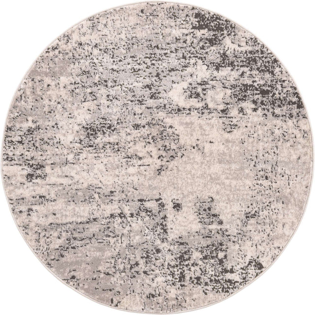 Gray 4' 1 x 4' 1 Leipzig Round Area Rug 75% Polypropylene & 25% Polyester Modern Contemporary Carpet for Kitchens, Bedroom, Living Room Home Decor for Sale at Rug Engine