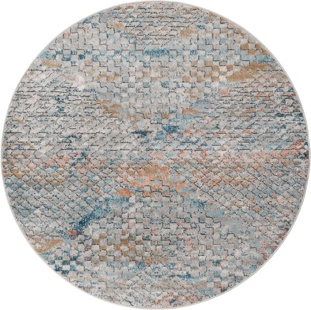 Multicolor 5' 3 x 5' 3 Leipzig Round Area Rug 75% Polypropylene & 25% Polyester Modern Contemporary Carpet for Kitchens, Bedroom, Living Room Home Decor for Sale at Rug Engine