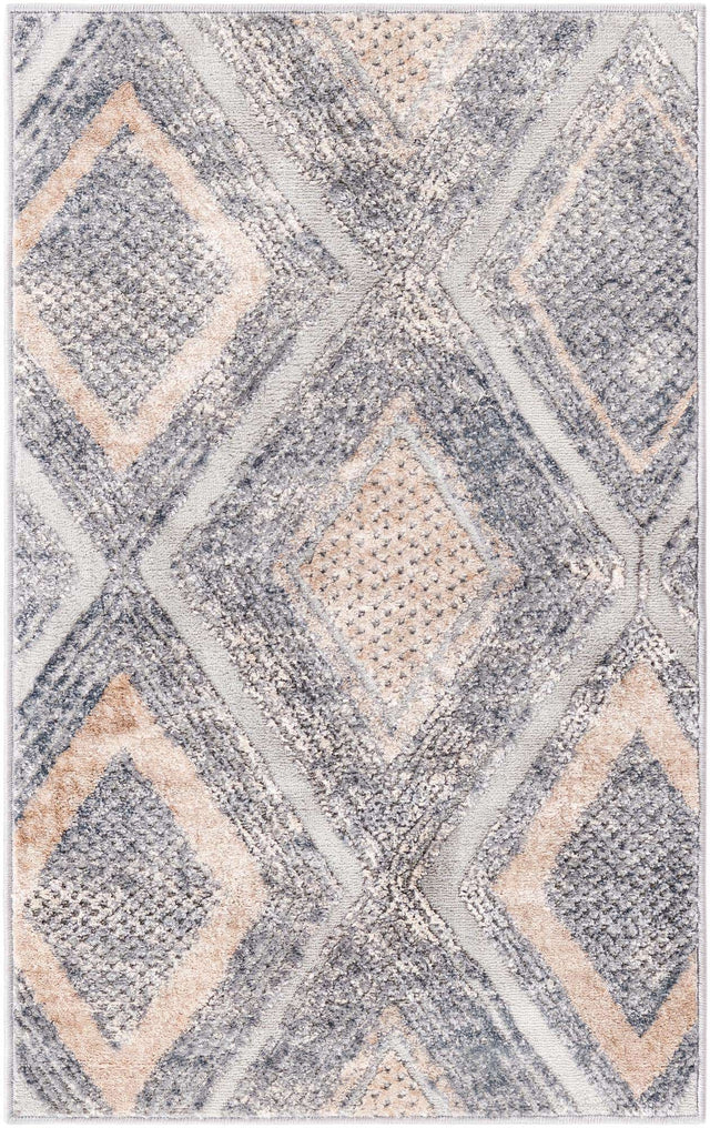 Gray Cream 2' x 3' 1 Caspian Rectangle Area Rug 60% Polypropylene & 40% Polyester With Cotton Backing Modern Chic Carpet for Home Interior Design Decorating for Sale at Rug Engine