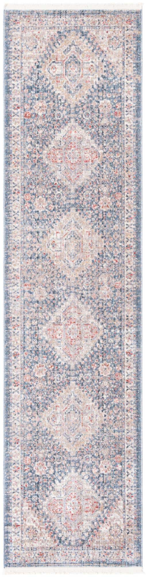 Blue 2' x 8' Noble Runner Area Rug 100% Polyester Traditional Distressed Classic Contemporary Carpet for Home Decor for Sale at Rug Engine