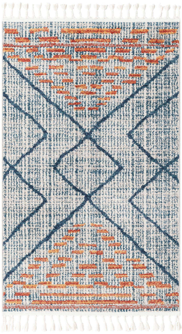 Blue 3' 3 x 5' 3 Aramis Rectangle Area Rug Polypropylene With Cotton Backing Easy Clean Living Room Bedroom Dining Office Carpet for Sale at Rug Engine