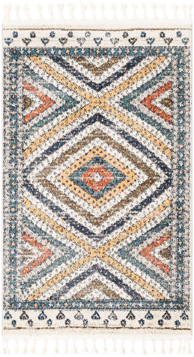 Blue 3' 3 x 5' 3 Aramis Rectangle Area Rug Polypropylene With Cotton Backing Easy Clean Living Room Bedroom Dining Office Carpet for Sale at Rug Engine