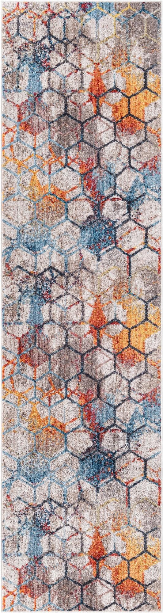 White 2' 7 x 10' Rainbow Runner Area Rug Colorful Modern Unique Carpet for Living Rooms, Dining, Bedrooms, Office, Dorms for Sale at Rug Engine
