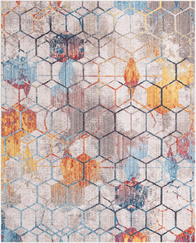 White 8' x 10' Rainbow Rectangle Area Rug Colorful Modern Unique Carpet for Living Rooms, Dining, Bedrooms, Office, Dorms for Sale at Rug Engine