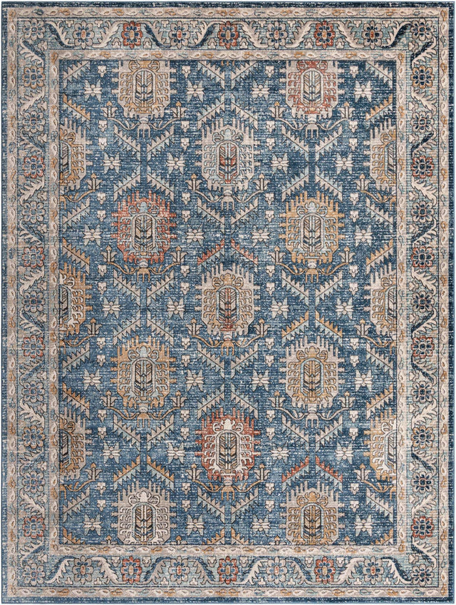 Blue 10' x 13' 1 Nyla Rectangle Area Rug 100% Polypropylene Traditional Classic Carpet for Living Room, Kitchen, Bedroom, Dining, Office for Sale at Rug Engine