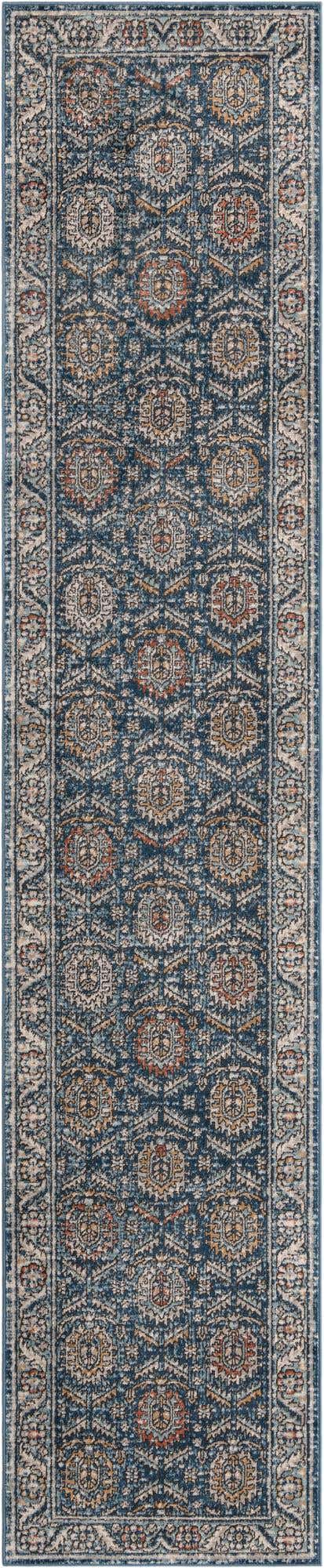 Blue 2' 7 x 13' 1 Nyla Runner Area Rug 100% Polypropylene Traditional Classic Carpet for Living Room, Kitchen, Bedroom, Dining, Office for Sale at Rug Engine
