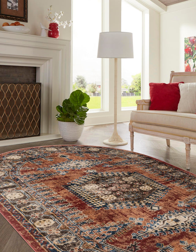 Terracotta 5' 3 x 8' Utopia Oval Area Rug Traditional Vintage Persian Inspired Vivid Color Durable Carpet for Unique Interiors for Sale at Rug Engine