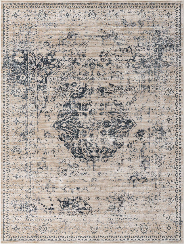 Dark Blue 10' x 13' 1 Chateau Rectangle Area Rug 85% Polypropylene & 15% Chenille With Cotton Backing Traditional Vintage Distressed Carpet for Classical Interior Design Decorating for Sale at Rug Engine