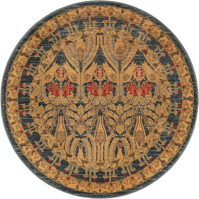 Navy Blue 3' 1 x 3' 1 Edinburgh Round Area Rug 100% Polypropylene Easy Clean With Cotton Backing Traditional Classic Design Carpet for Living, Dining Room, Office for Sale at Rug Engine