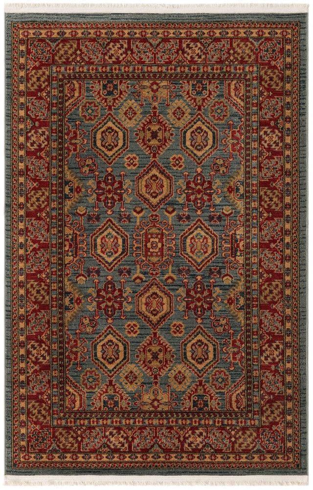 Light Blue 4' 1 x 6' 1 Sahand Rectangle Area Rug Affordable Easy Clean Traditional Design Durable Carpet for Home Interior Design Living Room Dining Office for Sale at Rug Engine