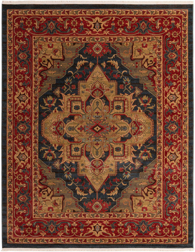 Navy Blue 8' x 10' Sahand Rectangle Area Rug Affordable Easy Clean Traditional Design Durable Carpet for Home Interior Design Living Room Dining Office for Sale at Rug Engine