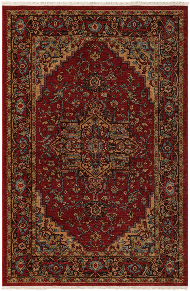Red 6' 1 x 9' Sahand Rectangle Area Rug Affordable Easy Clean Traditional Design Durable Carpet for Home Interior Design Living Room Dining Office for Sale at Rug Engine
