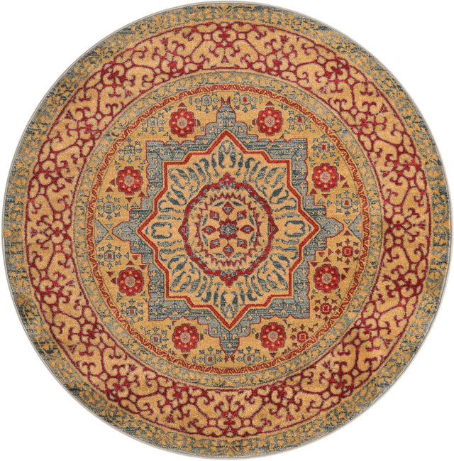 Light Blue 5' 1 x 5' 1 Palace Round Area Rug