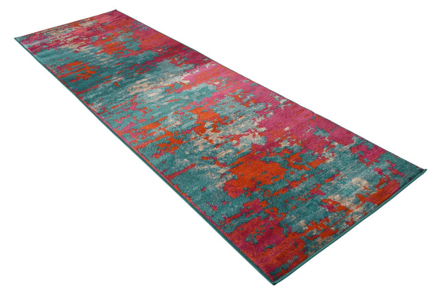 Turquoise 2' 11 x 10' Azalea Runner Area Rug Colorful 100% Polypropylene Durable Jute Backing Living Dining Room Bedroom Office Modern Decor Carpet for Sale at Rug Engine