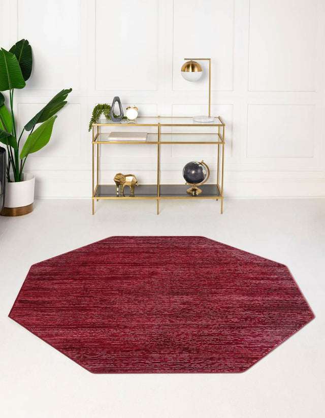 Red 5' 3 x 5' 3 Finsbury Octagon Area Rug 60% Polypropylene & 40% Polyester Contemporary Carpet for Living Rooms, Dining, Offices for Sale at Rug Engine