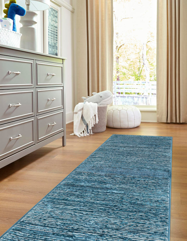 Blue 2' x 6' 1 Finsbury Runner Area Rug 60% Polypropylene & 40% Polyester Contemporary Carpet for Living Rooms, Dining, Offices for Sale at Rug Engine