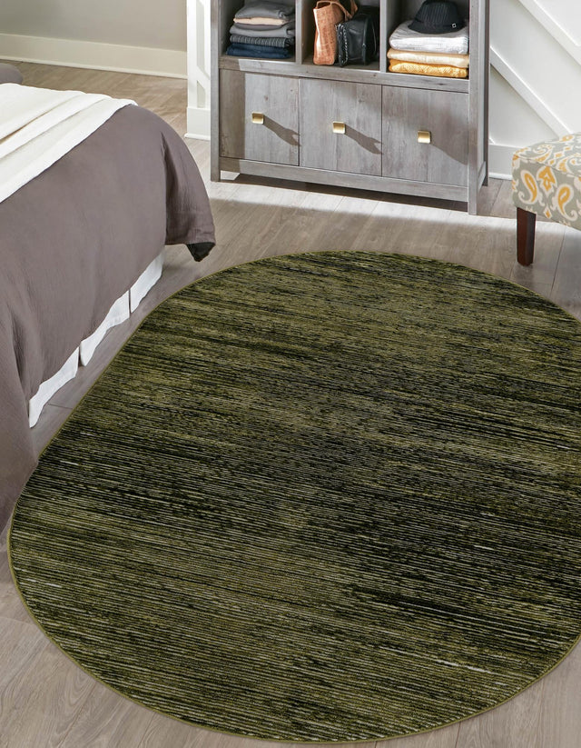 Green 4' 1 x 6' 1 Finsbury Oval Area Rug 60% Polypropylene & 40% Polyester Contemporary Carpet for Living Rooms, Dining, Offices for Sale at Rug Engine