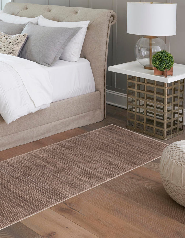 Brown 2' 7 x 12' Finsbury Runner Area Rug 60% Polypropylene & 40% Polyester Contemporary Carpet for Living Rooms, Dining, Offices for Sale at Rug Engine