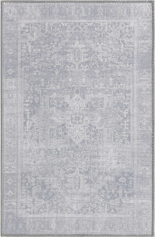 Washable Gray 2' x 3' Timeless Rectangle Area Rug Easy to Clean Stain Resistant & Durable Traditional Classic Vintage Design Carpet for Sale at Rug Engine
