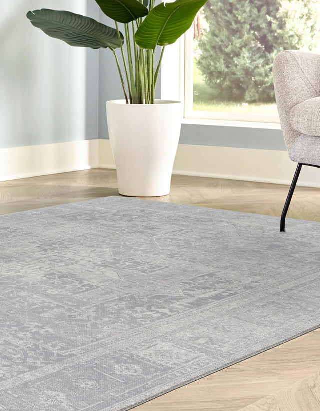 Washable Gray 5' x 8' Timeless Rectangle Area Rug Easy to Clean Stain Resistant & Durable Traditional Classic Vintage Design Carpet for Sale at Rug Engine