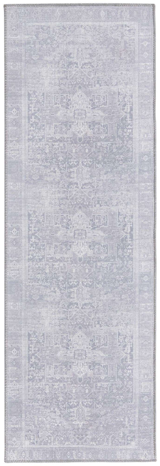 Washable Gray 2' x 6' Timeless Runner Area Rug Easy to Clean Stain Resistant & Durable Traditional Classic Vintage Design Carpet for Sale at Rug Engine