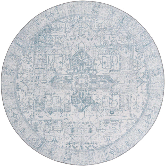 Washable Ivory 7' 6 x 7' 6 Timeless Round Area Rug Easy to Clean Stain Resistant & Durable Traditional Classic Vintage Design Carpet for Sale at Rug Engine