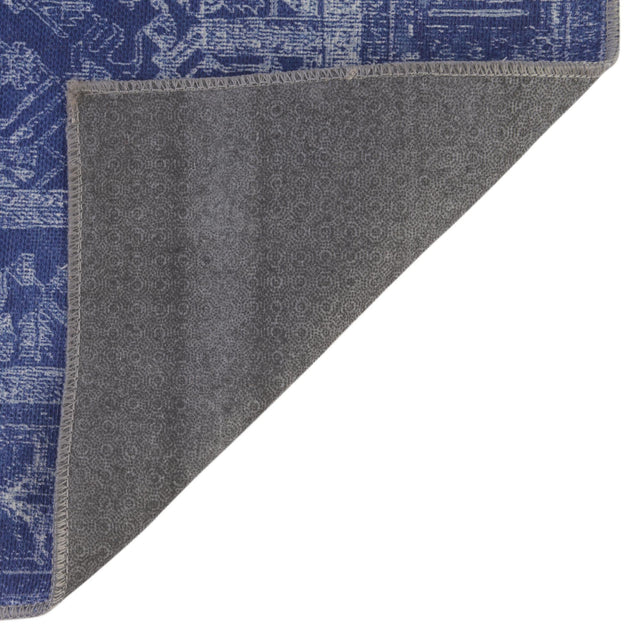 Washable Navy Blue 7' 6 x 7' 6 Timeless Square Area Rug Easy to Clean Stain Resistant & Durable Traditional Classic Vintage Design Carpet for Sale at Rug Engine