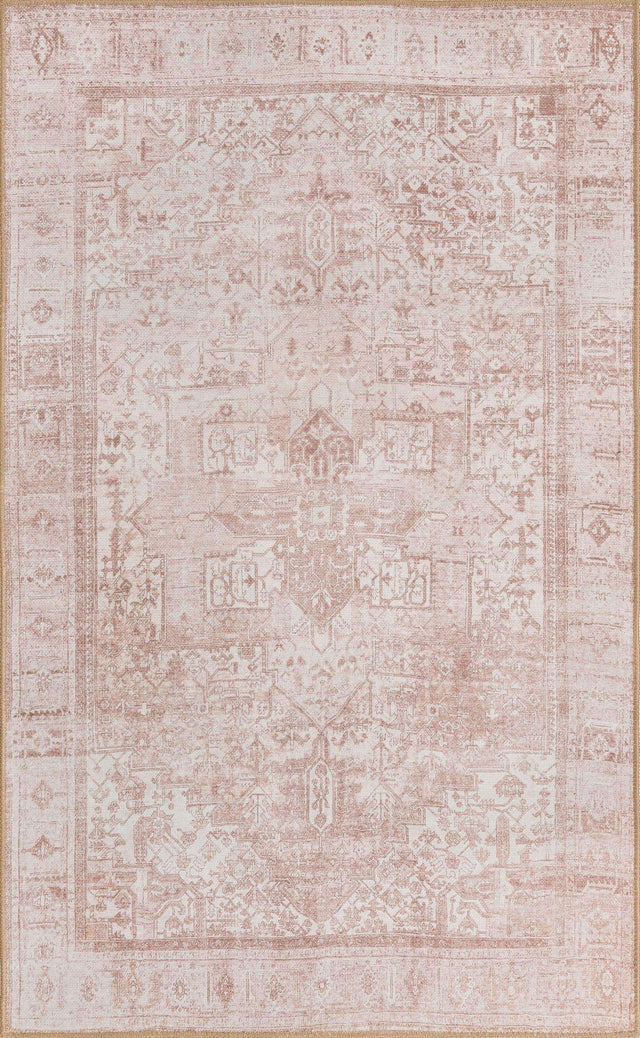 Washable Beige 3' 6 x 5' 6 Timeless Rectangle Area Rug Easy to Clean Stain Resistant & Durable Traditional Classic Vintage Design Carpet for Sale at Rug Engine