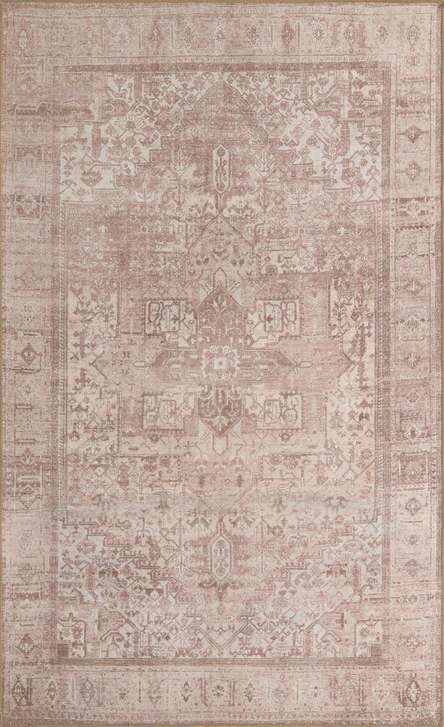 Washable Beige 5' x 8' Timeless Rectangle Area Rug Easy to Clean Stain Resistant & Durable Traditional Classic Vintage Design Carpet for Sale at Rug Engine