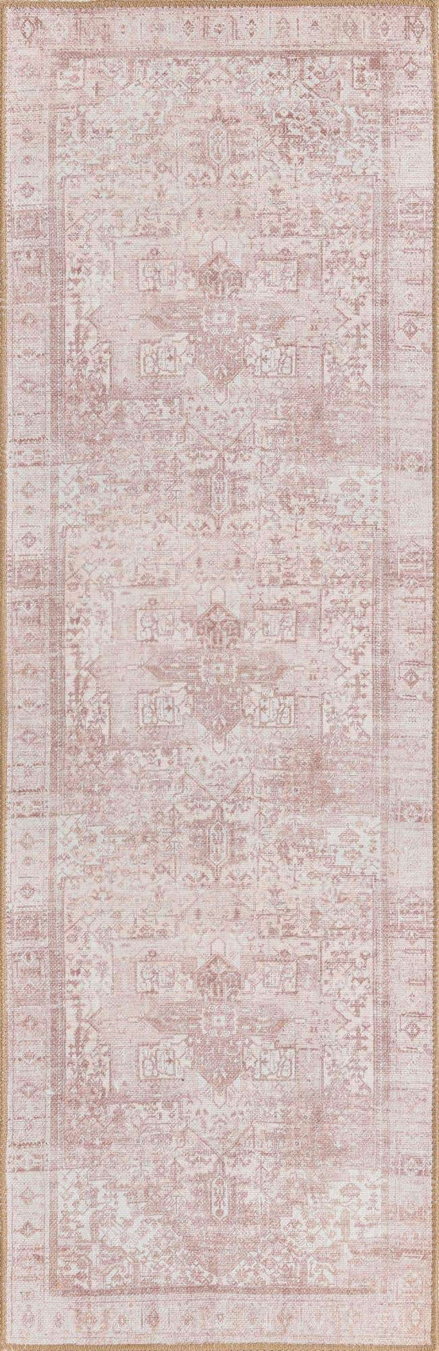 Washable Beige 2' x 6' Timeless Runner Area Rug Easy to Clean Stain Resistant & Durable Traditional Classic Vintage Design Carpet for Sale at Rug Engine