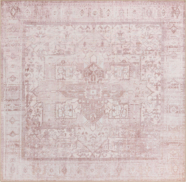 Washable Beige 7' 6 x 7' 6 Timeless Square Area Rug Easy to Clean Stain Resistant & Durable