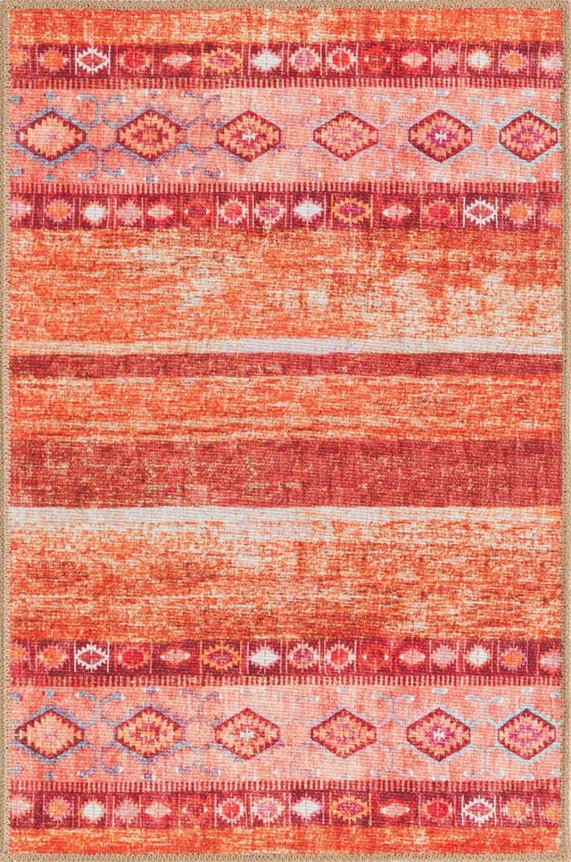 Washable Rust Red 2' x 3' Timeless Rectangle Area Rug Easy to Clean Stain Resistant & Durable Traditional Classic Vintage Design Carpet for Sale at Rug Engine
