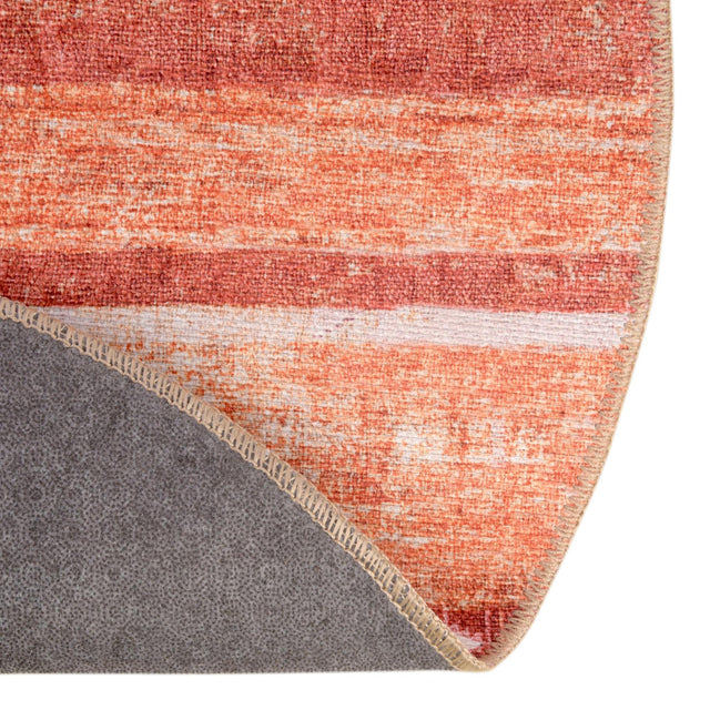Washable Rust Red 3' 6 x 3' 6 Timeless Round Area Rug Easy to Clean Stain Resistant & Durable Traditional Classic Vintage Design Carpet for Sale at Rug Engine