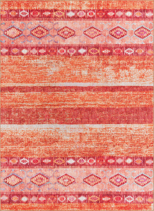 Washable Rust Red 7' 6 x 10' 6 Timeless Rectangle Area Rug Easy to Clean Stain Resistant & Durable Traditional Classic Vintage Design Carpet for Sale at Rug Engine