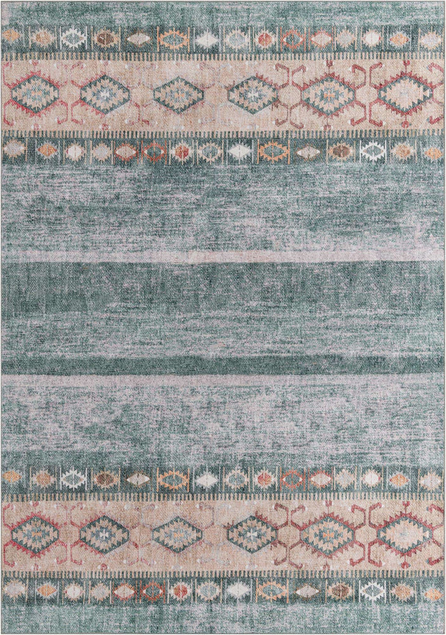 Washable Green 8' 4 x 12' Timeless Rectangle Area Rug Easy to Clean Stain Resistant & Durable Traditional Classic Vintage Design Carpet for Sale at Rug Engine