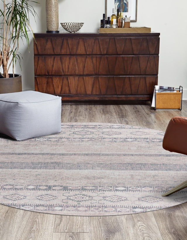 Washable Gray 3' 6 x 3' 6 Timeless Round Area Rug Easy to Clean Stain Resistant & Durable Traditional Classic Vintage Design Carpet for Sale at Rug Engine