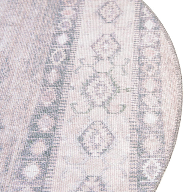 Washable Gray 3' 6 x 3' 6 Timeless Round Area Rug Easy to Clean Stain Resistant & Durable Traditional Classic Vintage Design Carpet for Sale at Rug Engine