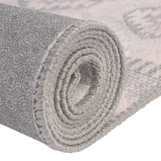 Washable Gray 7' 6 x 7' 6 Timeless Round Area Rug Easy to Clean Stain Resistant & Durable Traditional Classic Vintage Design Carpet for Sale at Rug Engine